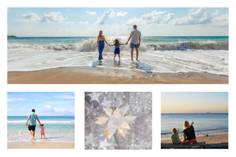 Weihnachtskarte im Querformat mit persönlicher Fotocollage