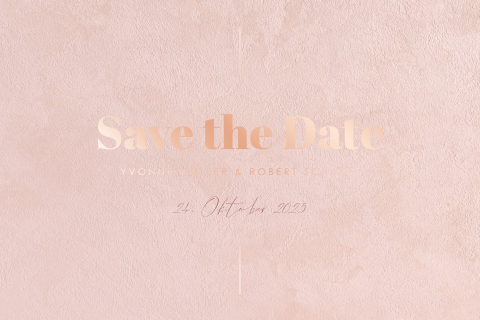 Save the Date Karte mit Hintergrund in Samtoptik und Roségoldfolie