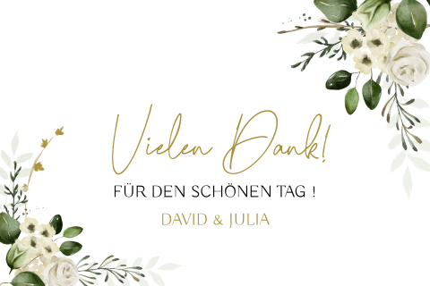 Dankeskarte mit romantischen Blumen