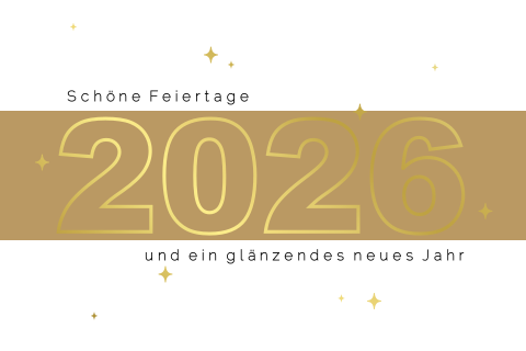 Ansprechende Weihnachts- und Neujahrskarte mit Goldschrift