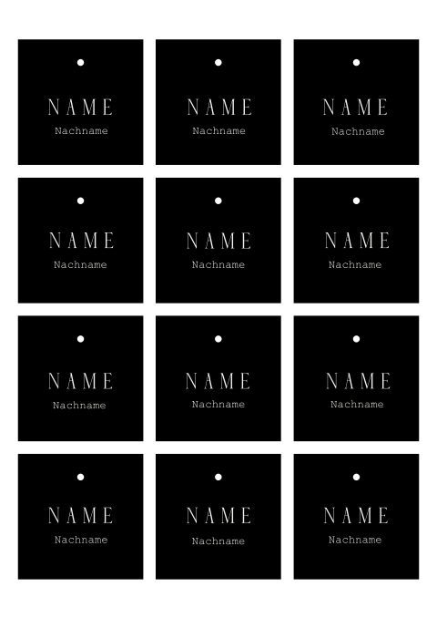 Namenskarten in Schwarz mit klassischer Schrift