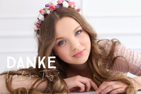 Elegante Dankeskarte Firmung mit großem Foto