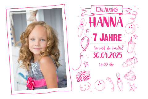 Einladung zum Bowlen mit Foto - Mädchen