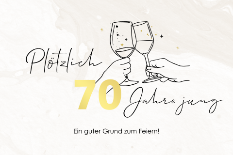 Originelle Einladung zum 70sten Geburtstag mit runden Ecken