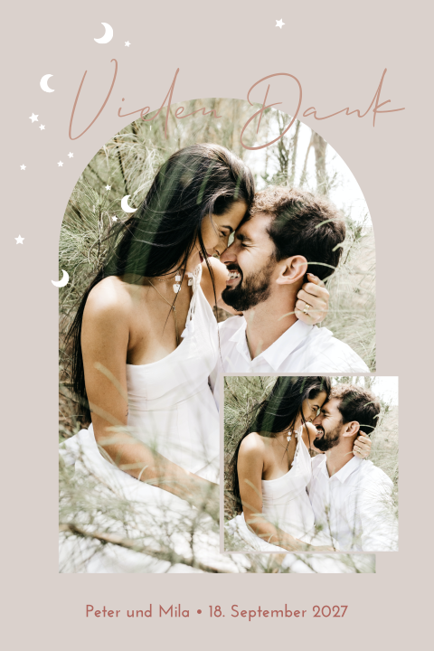 Dankeskarte Hochzeit mit Foto in Bogenform