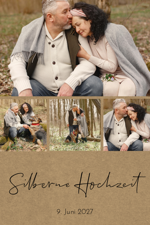 Kraftlook Einladung zur Silberhochzeit mit 4 Fotos