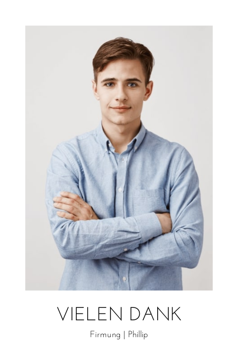 Schlichte Dankeskarte zur Firmung mit großem Foto im Hochformat