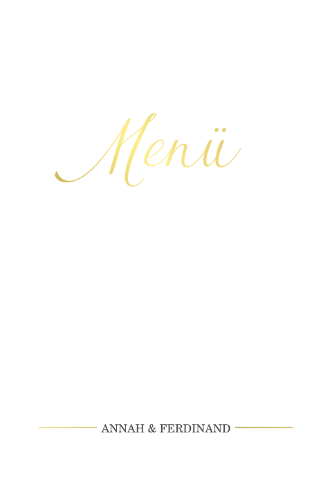 Klassische Menükarte mit Goldfolie und Initialen