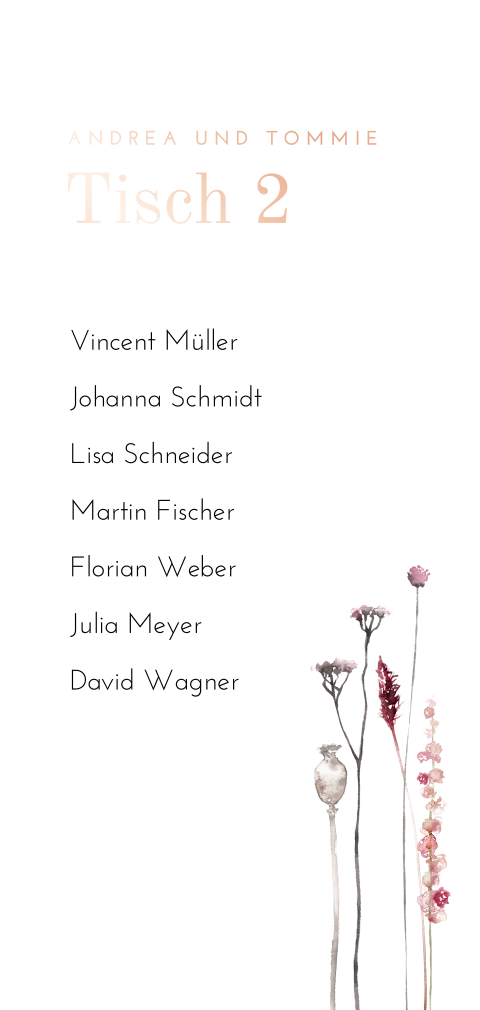 Gruppentischkarte Bohemian Flowers
