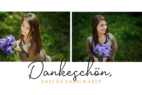 Dankeskarte mit zwei großen Fotos zur Jugendweihe