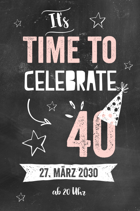 Witzige Einladung zum 40. im modernen Handlettering-Look