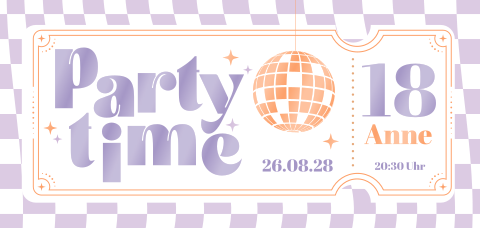 Disco Ticket Einladung zum Geburtstag im Color-Blocking Stil