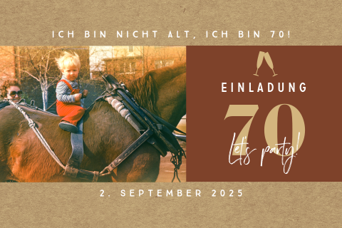 Robuste Geburtstagseinladung zum 70sten mit Foto und Kraftlook