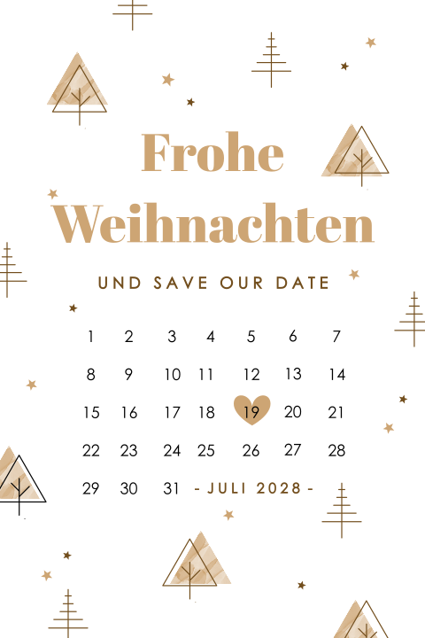 Originelle Weihnachtskarte Save the Date mit Kalender