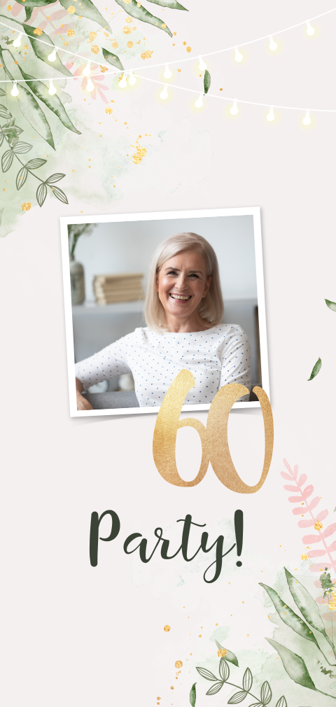 Florale, längliche Einladung zum 60 Geburtstag in Sandton