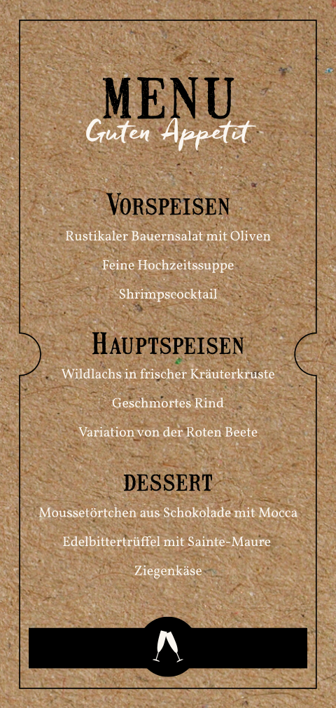 Menükarte aus Kraftoptik