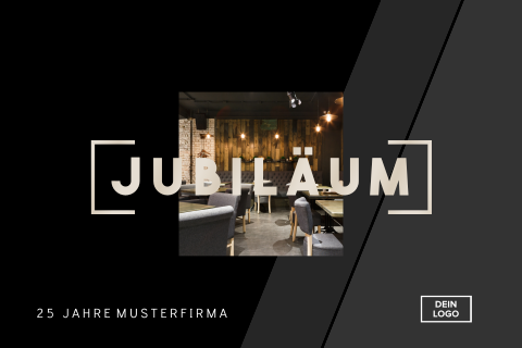 Einladung Firmenjubiläum 25 Jahre mit Foto und Logo Klappkarte