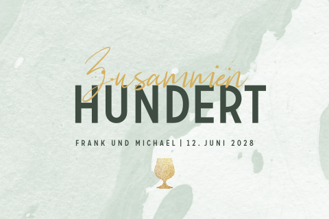 Originelle Einladung zum Doppelgeburtstag mit Grün Wasserfarbe