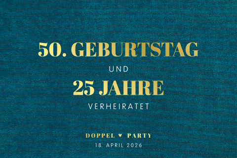 Doppelparty-Einladung 25 und 50 im Jeanslook