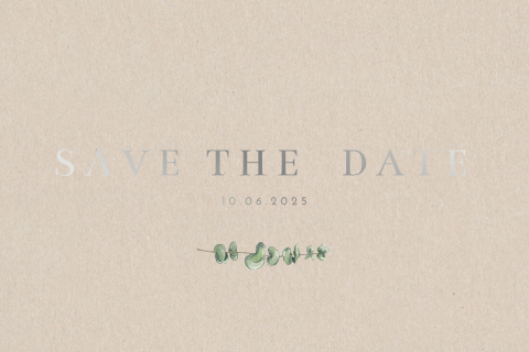 Save the Date Karte mit Silberfolie und Zweige