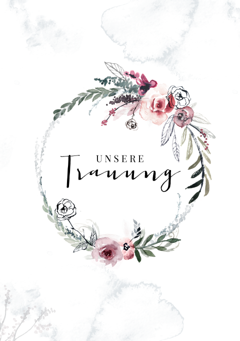 Kirchenheft Floral mit rosa Blumen und Blättern Aquarelllook