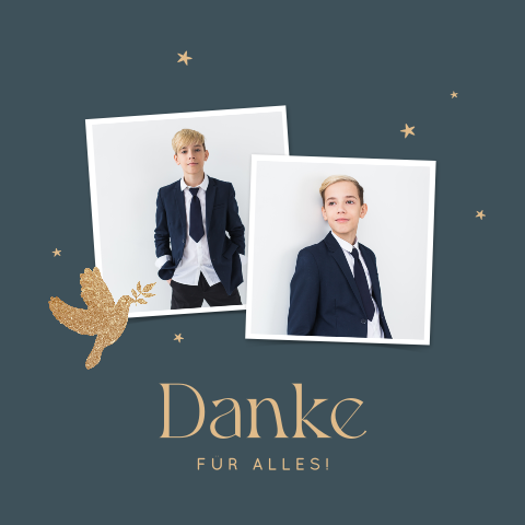 Elegante Jugendweihe Dankeskarte mit zwei Fotos