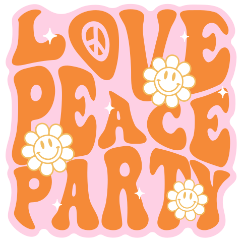 Geburtstagseinladung im Hippie-Look mit Smileys und in besonderer Form