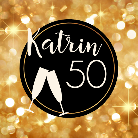Prunkvolle Einladung zum 50. Geburtstag mit prostenden Sektgläsern