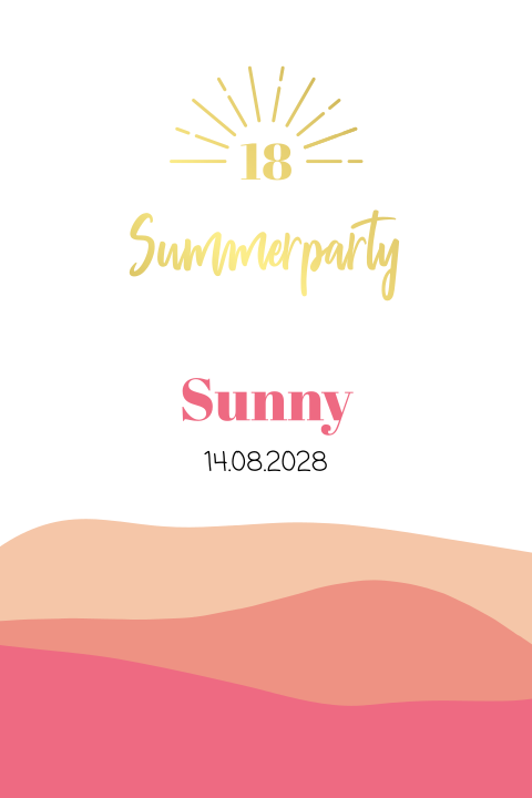 Farbenfrohe Summerparty-Einladung zum 18. Geburtstag