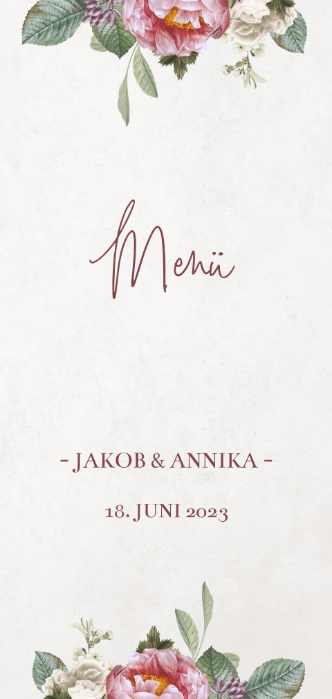 Vintage Menükarte mit Blumen
