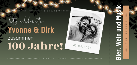 Einladung zum Doppelgeburtstag im Ticket Design und sommerlichem Look