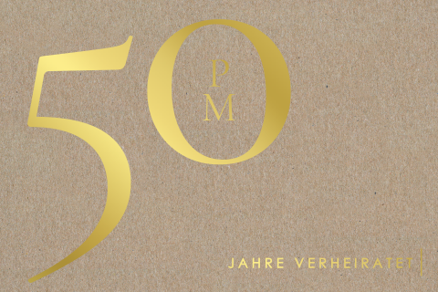 Feierliche Einladung zur Goldenen Hochzeit mit großer 50 in Goldfolie