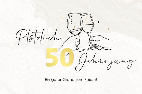 Originelle Einladung zum 50sten Geburtstag mit runden Ecken