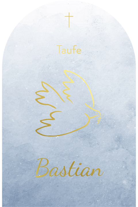 Gestanzte Einladung zur Taufe mit aquarellierter Taube mit Folie