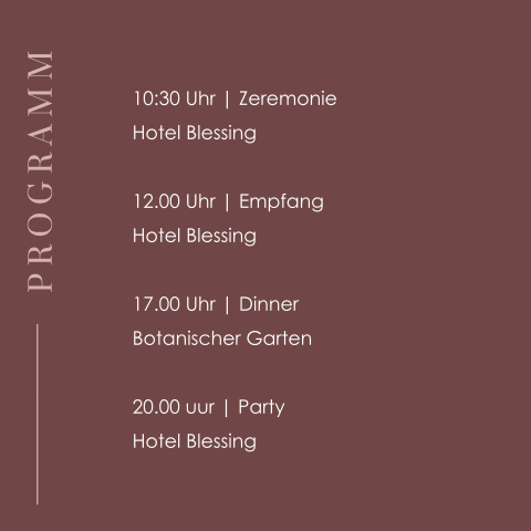 Stilvolle Programmkarte für die Hochzeit
