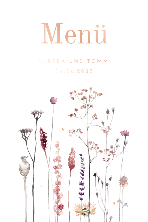 Menükarte zum Thema "Bohemian Flowers"