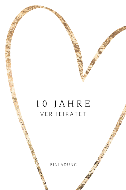 Einladung zum 10-jährigen Jubiläum mit goldenem Herz