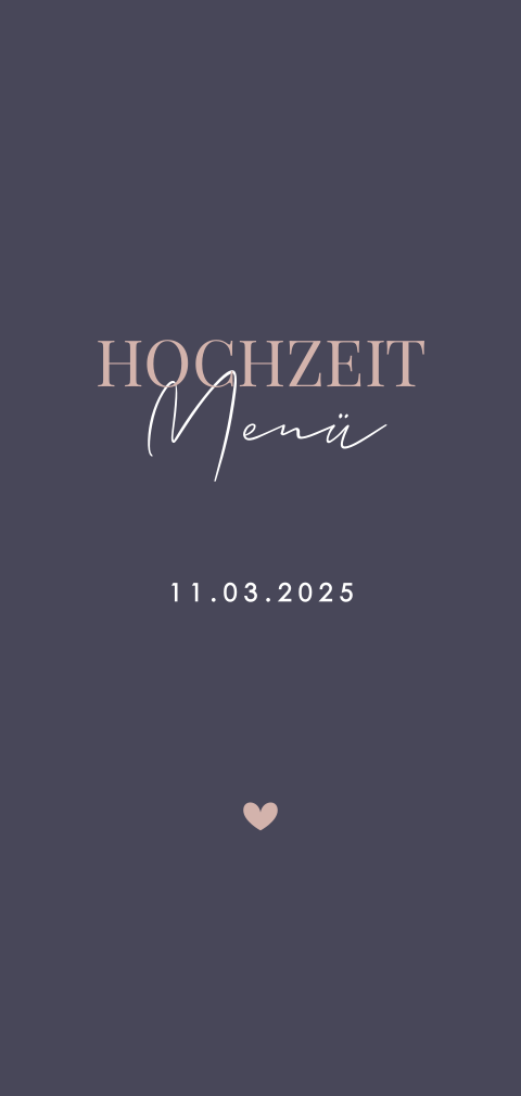 Hochzeitsmenükarte mit abgerundeten Ecken