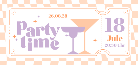 Ticket Einladung 18ten Geburtstag im Color-Blocking Stil mit Cocktails