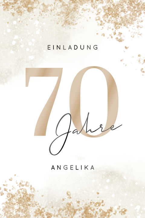 70 Geburtstagseinladung mit goldenen Sprenkeln und abgerundeten Ecken