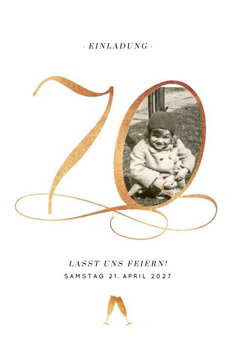 Schicke Einladung 70. Geburtstag mit Foto