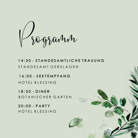Botanische Programmkarte mit runden Ecken