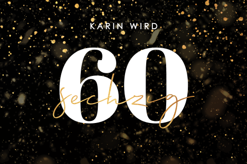 Einladung 60 Jahre Geburtstag schwarz mit Goldklechsen und großer Zahl