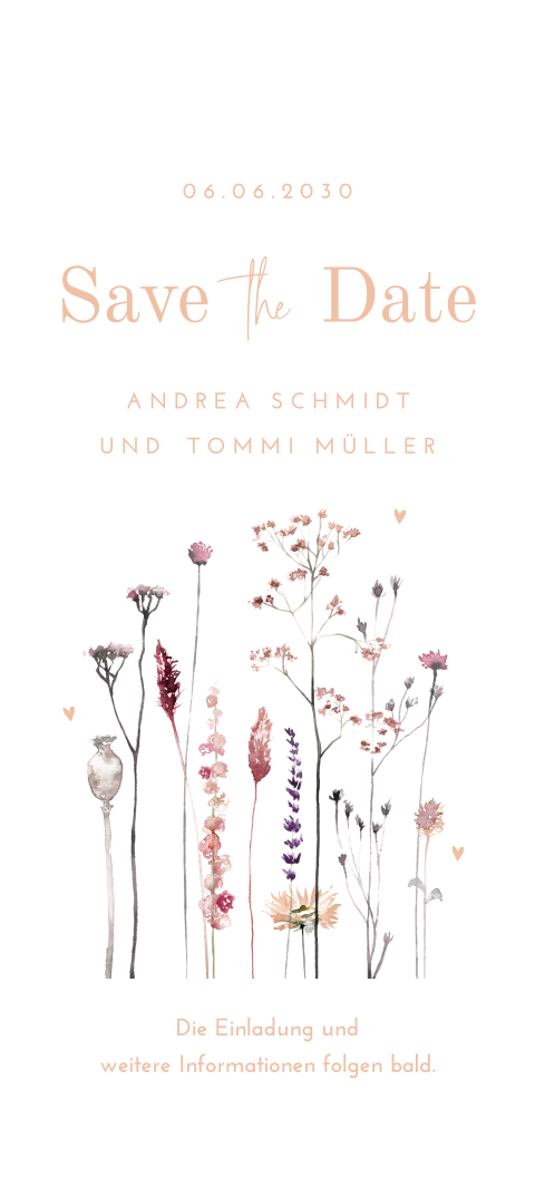 Save the Date Karten Hochzeit Digital* - Blumen-Illustration Boho-Stil