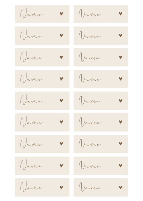 Namenskarten in beige mit Herz