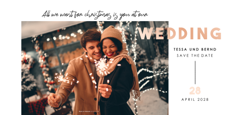 Weihnachtliche Save the Date-Karte "All we want for Christmas"