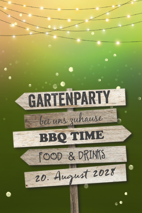 Einladung zur Gartenparty mit Wegweiser