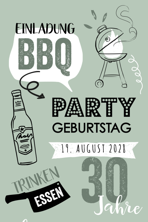 Einladung zur Grillparty zum 30. Geburtstag