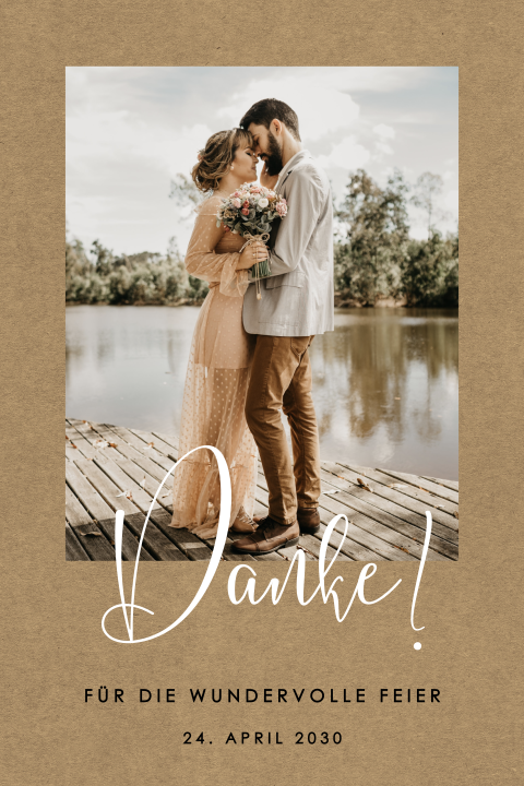 Dankeskarte / Postkarte zur Hochzeit Kraftpapier-Look