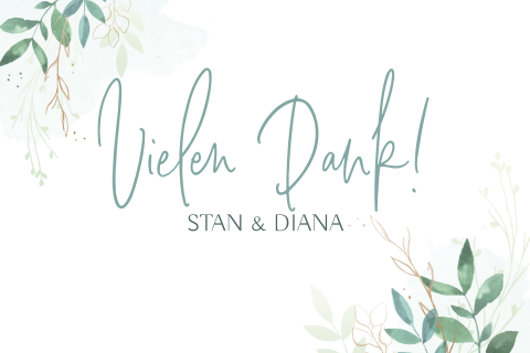 Dankeskarte mit Aquarellblättern
